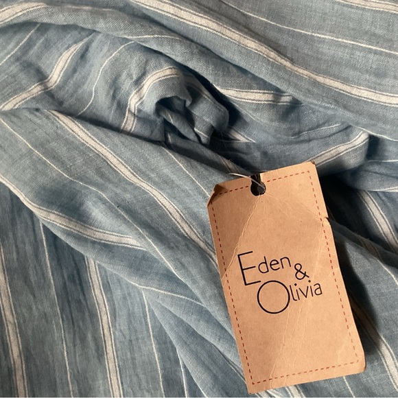 Eden and Olivia Blue Striped Button-Up Shirt, 3X New - Picture 5 of 7